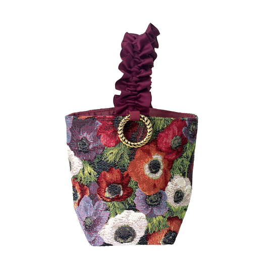 【SALE 30％OFF】：サテンフリルワンハンドルミニバッグ［ゴブラン］